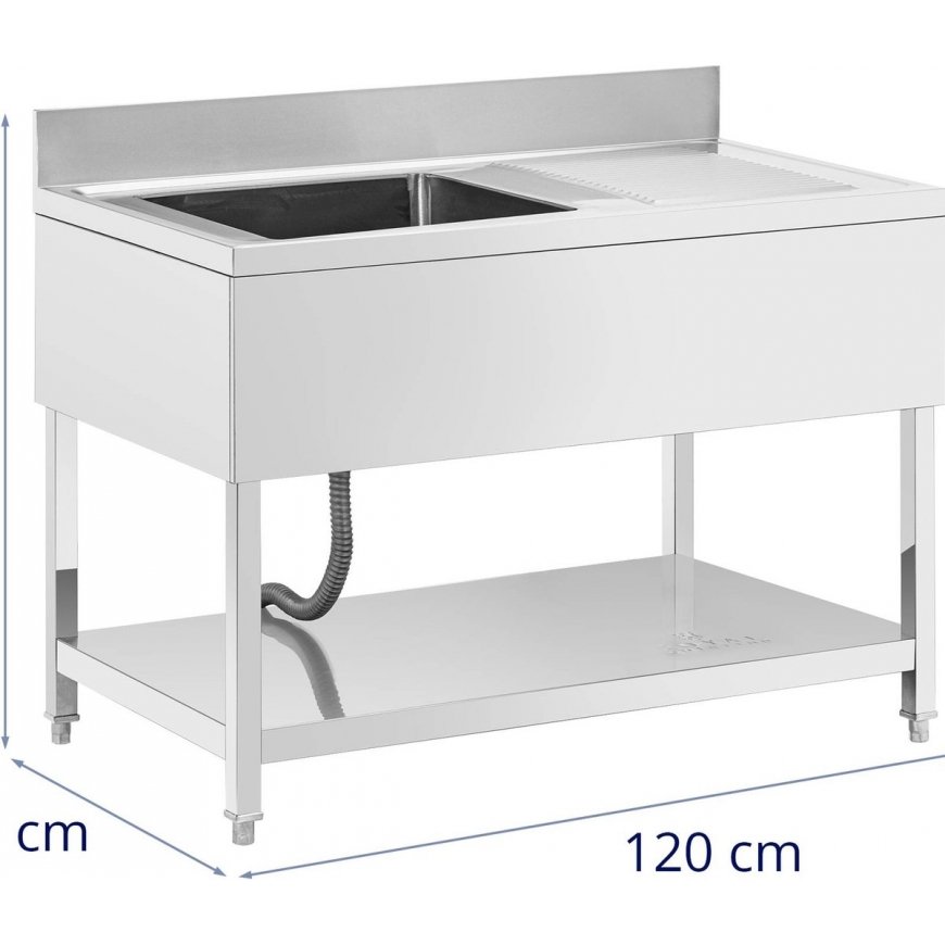 Royal Catering Zlew basin jednokomorowy with ociekaczem półkku i rantem lewy 120 x 70 x 97 cm