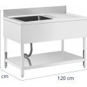 Royal Catering Zlew basin jednokomorowy with ociekaczem półkku i rantem lewy 120 x 70 x 97 cm