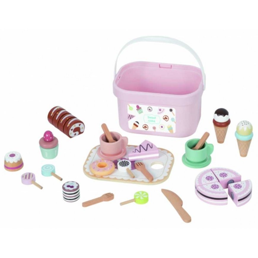 Tooky Toys TOOKY TOY Saldus pyragas Medinis saldus rinkinys dėžutėje – 5
