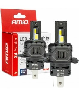 Żarówki samochodowe led seria x4 aviator h4 6500k canbus amio-03763