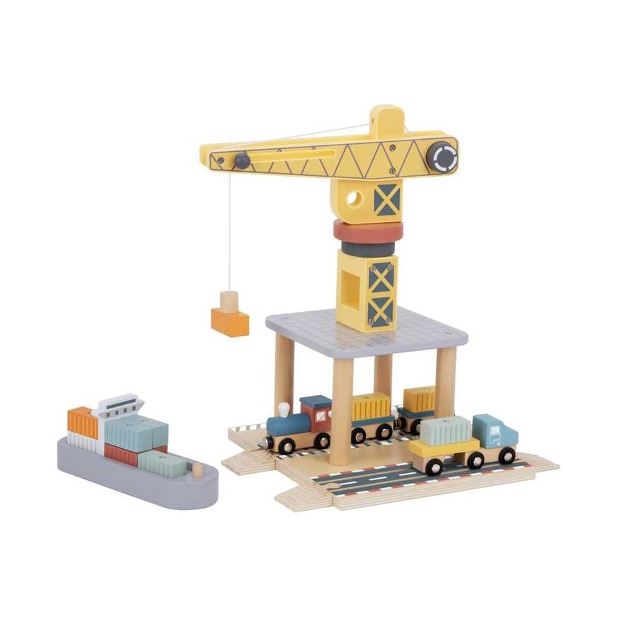 Tooky Toys TOOKY TOY Dźwig Portowy Drewniany Rinkinys