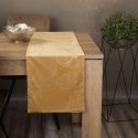 Eurofirany BLINK / 16 Velvet table runner with a pattern of large leaves, 35X180 cm, color: golden Eurofirany BLINK / 16 Velvet table runner with a pattern of large leaves, 35X180 cm, color: golden