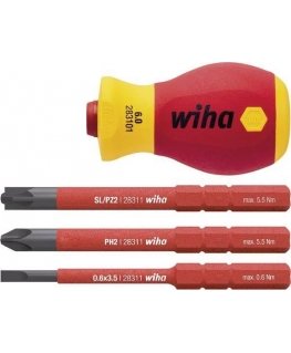 Screwdriver WIHA VDE Stubby VDE For electricians 1000 V, with 3 tips Slim bit, SB