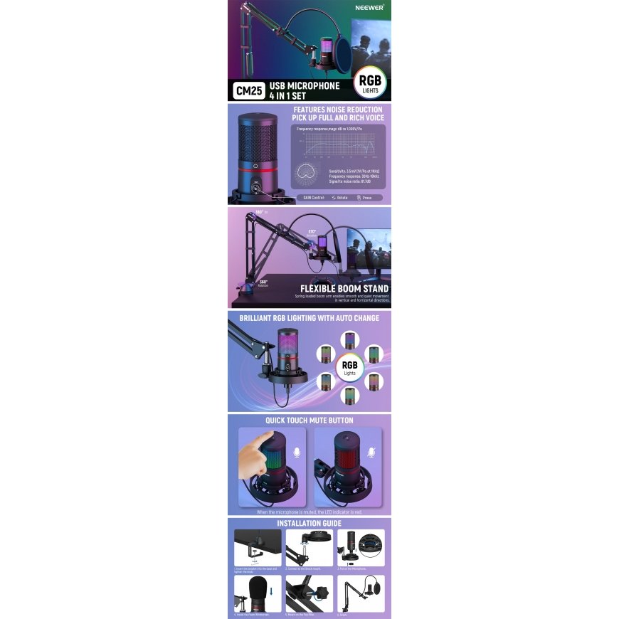 NEEWER RGB USB MICROPHONE 4 in 1 SET 21000043 – 2