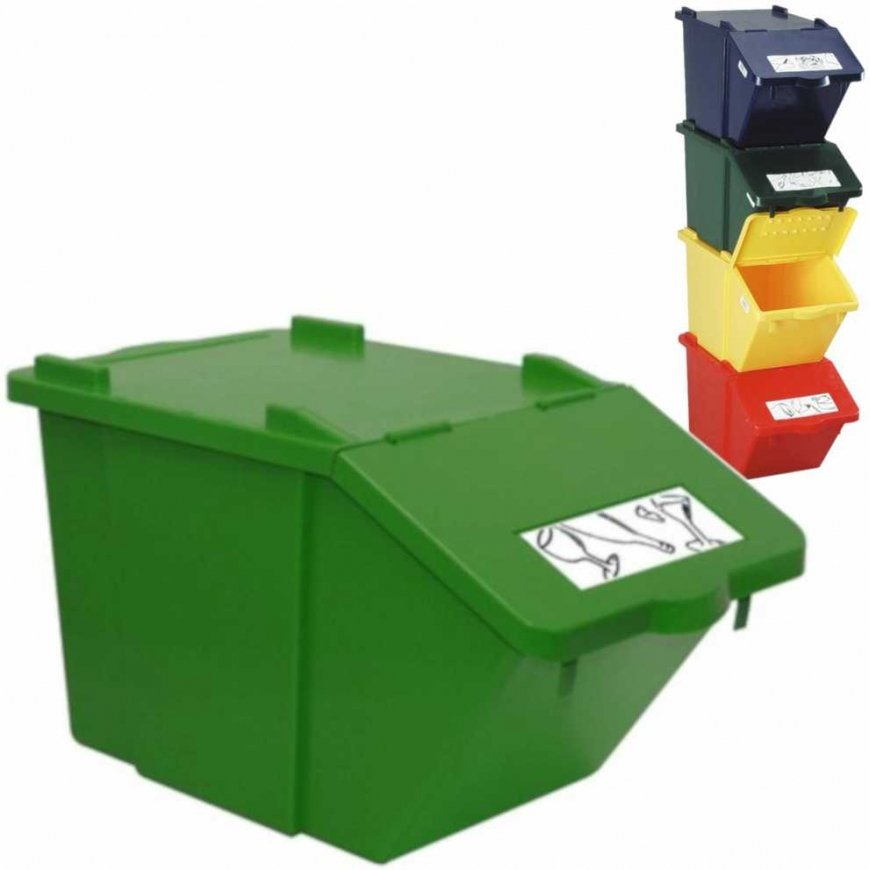 MEVA Double-deck waste sorting container - green, 45L
