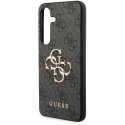 Originalus priekinio skydelio dėklas GUESS GUHCS24S4GMGGR, skirtas Samsung S24 (odinis 4G metalinis logotipas / juodas) Originalus priekinio skydelio dėklas GUESS GUHCS24S4GMGGR, skirtas Samsung S24 (odinis 4G metalinis logotipas / juodas)