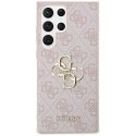 Originalus priekinio skydelio dėklas GUESS GUHCS24L4GMGPI, skirtas Samsung S24 Ultra (odinis 4G metalinis logotipas / rožinis)