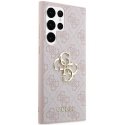 Originalus priekinio skydelio dėklas GUESS GUHCS24L4GMGPI, skirtas Samsung S24 Ultra (odinis 4G metalinis logotipas / rožinis)