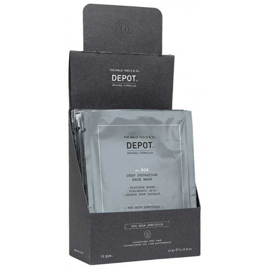 Depot, 800 Skin Specifics No. 808, Hyaluronic Acid, Deeply Hydrating/Soothing & Revitalizing, Sheet Mask, For Face, Day, 12 pcs, – 2