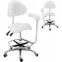 Physa WUPPERTAL cosmetic saddle chair with adjustable backrest and armrest - white