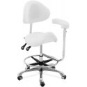 Physa WUPPERTAL cosmetic saddle chair with adjustable backrest and armrest - white