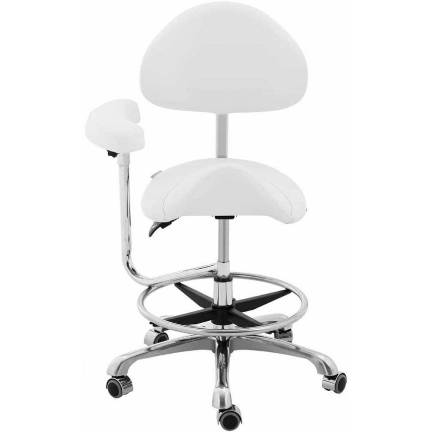 Physa WUPPERTAL cosmetic saddle chair with adjustable backrest and armrest - white – 5