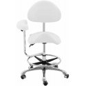 Physa WUPPERTAL cosmetic saddle chair with adjustable backrest and armrest - white