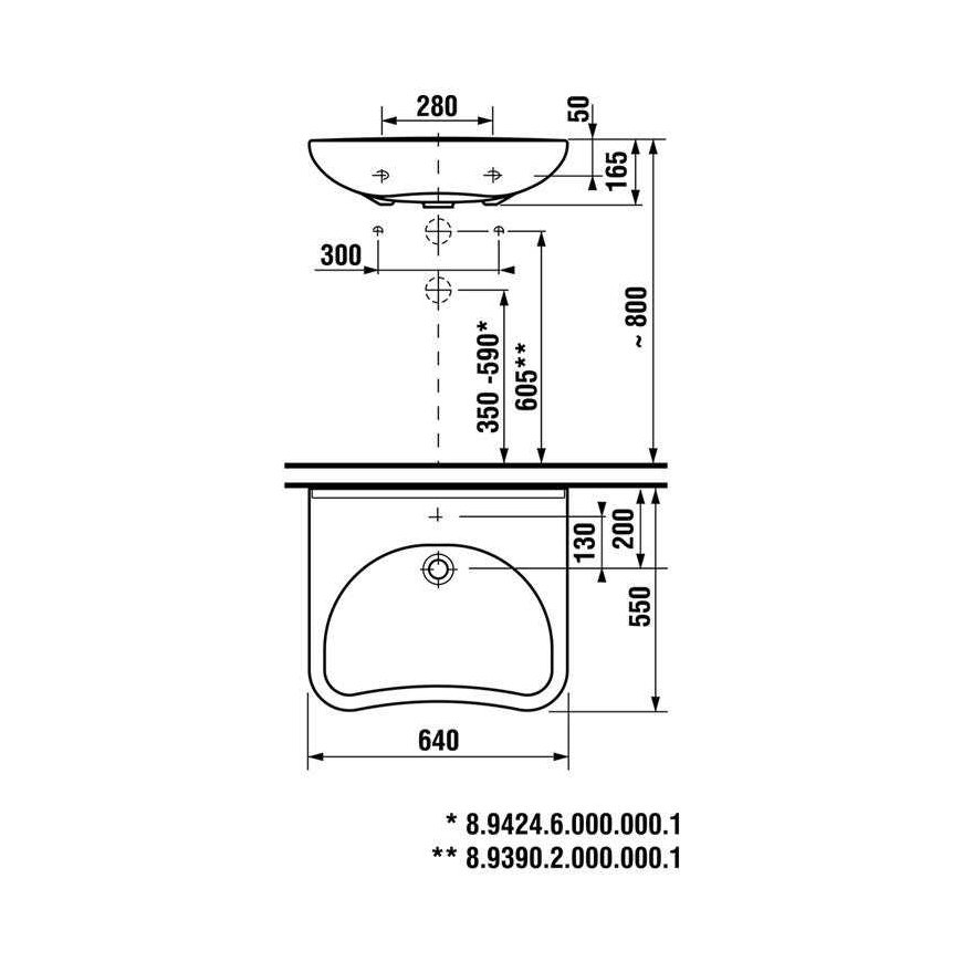 Jika Laufen MIO washbasin 64x55 cm, for people with disabilities – 3