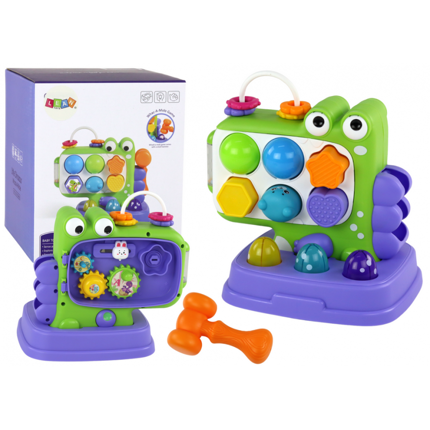 Lean Toys Whack-A-Mole Educational Dinosaur Sorting Game for Kids, Purple