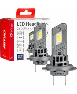 Żarówki samouke led seria x5 winger h7 6000k canbus amio-03946