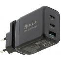 Tellur GaN 65W 3-port wall charger, 2xUSB-C + USB-A, EU,UK,US, black
