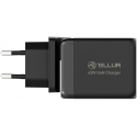 Tellur GaN 65W 3-port wall charger, 2xUSB-C + USB-A, EU,UK,US, juodas