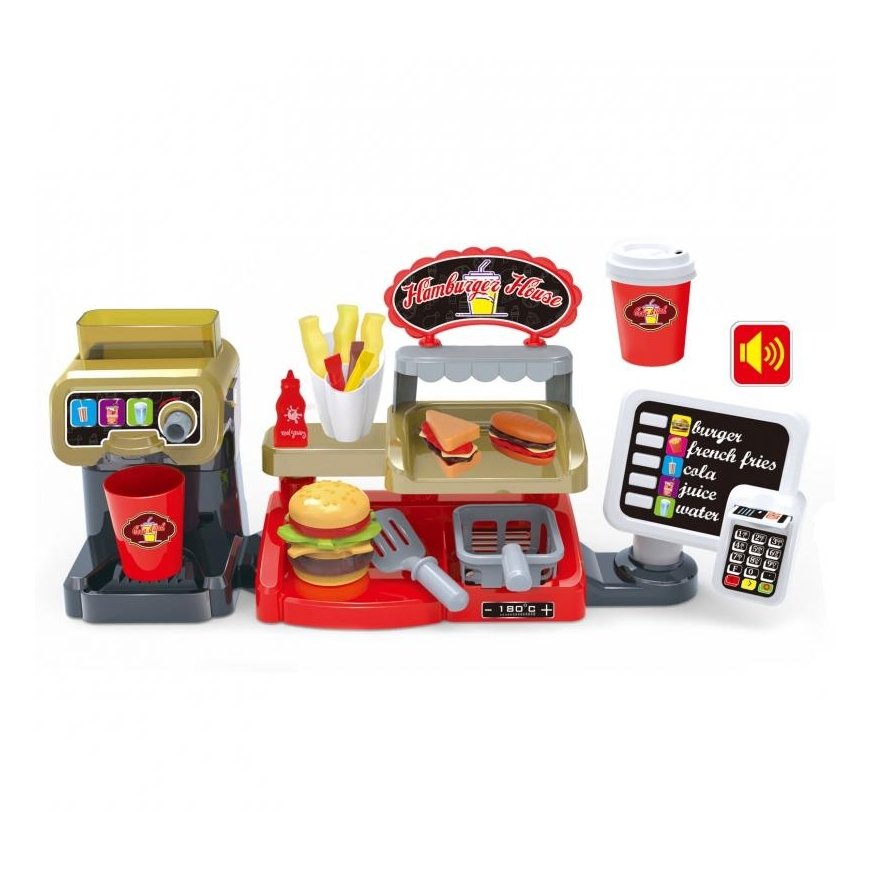 Woopie Toy Mini fast food store - restaurant with cash register and coffee machines – 2
