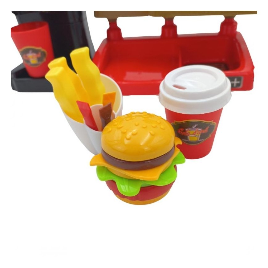 Woopie Žaislinė Mini greito maisto parduotuvė - restoranas su kasos ir kavos aparatais – 4
