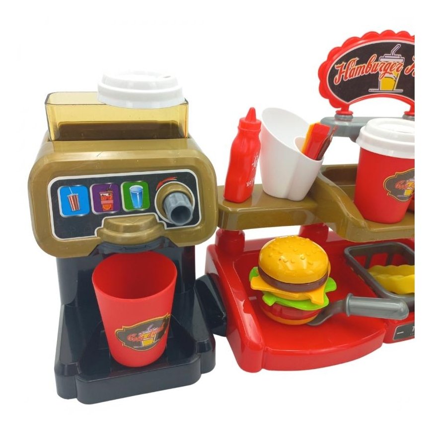 Woopie Žaislinė Mini greito maisto parduotuvė - restoranas su kasos ir kavos aparatais – 5
