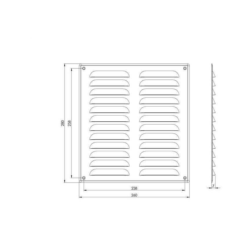 Ventilation grill EUROPLAST MR2628, 260 x 280mm – 2