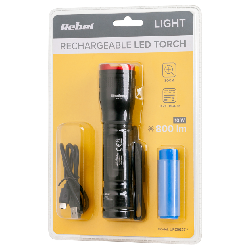 Rebel rechargeable hand torch - 800Lm – 5