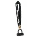 MASTER LOCK 90cm long x 10mm diameter hardened steel chain with keyed mini u lock black MASTER LOCK 90cm long x 10mm diameter hardened steel chain with keyed mini u lock black