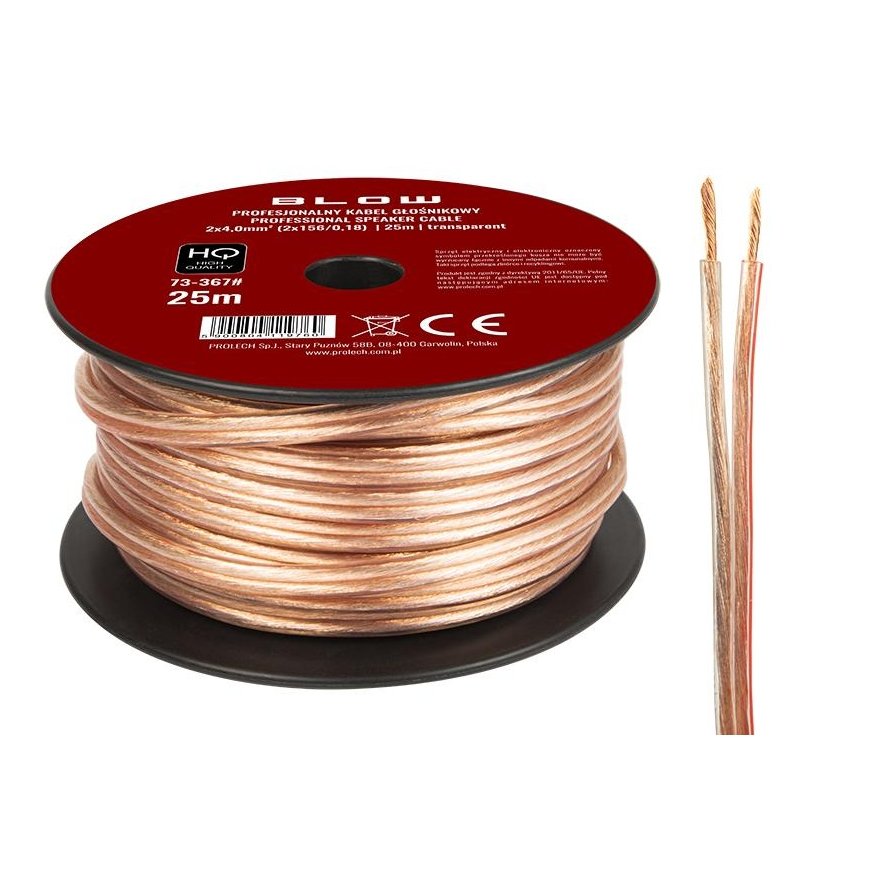 Blow Garsiakalbio kabelis 2x4.00mm skaidrus 25m – 2