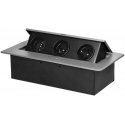 Furniture socket with flat milled edge, 3x2P+Z, silver Furniture socket with flat milled edge, 3x2P+Z, silver