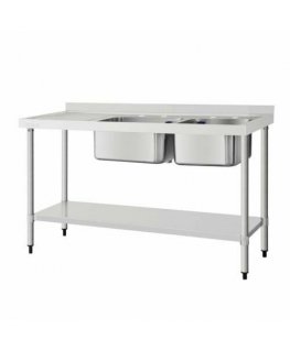 Royal Catering Zlew basin dwukomorowy with ociekaczem półkku i rantem 140 x 60 x 97 cm