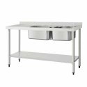 Royal Catering Zlew basen dwukomorowy su ociekaczem półką i rantem 140 x 60 x 97 cm Royal Catering Zlew basen dwukomorowy su ociekaczem półką i rantem 140 x 60 x 97 cm