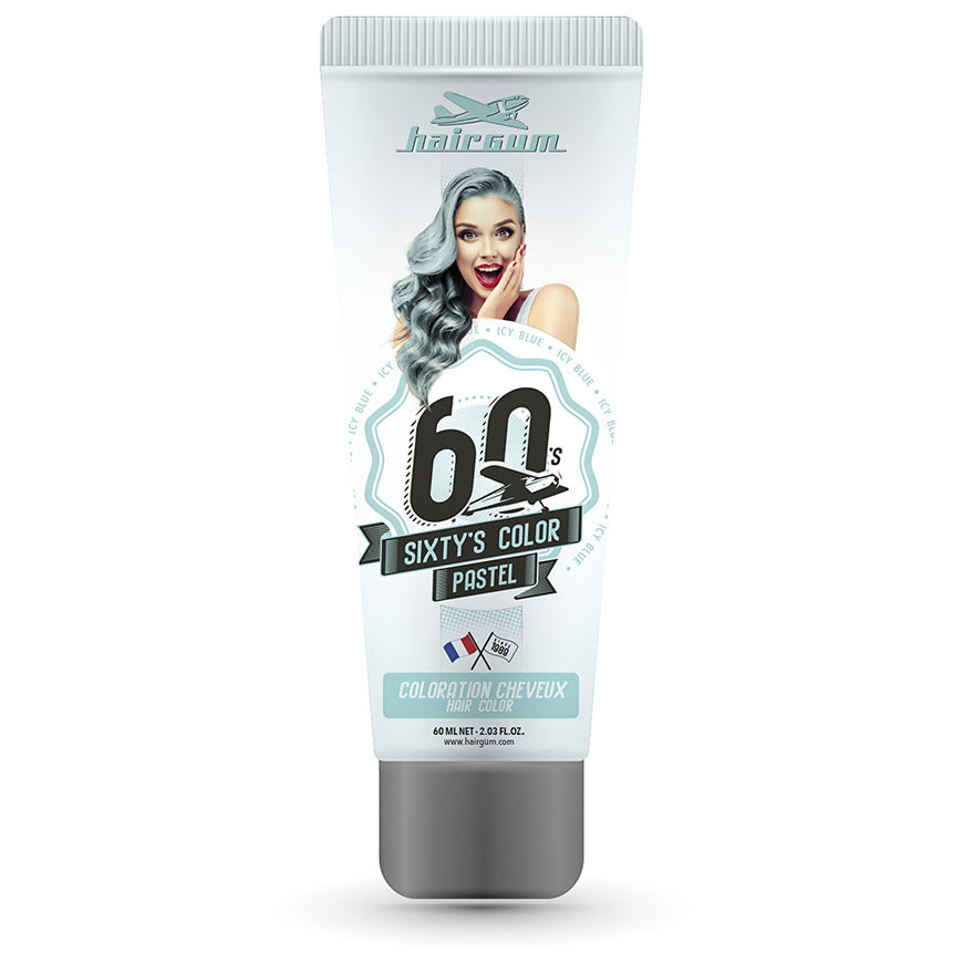 "Hairgum Sixty's Colour" plaukų dažai "Icy Mėlyna" 60ml – 2