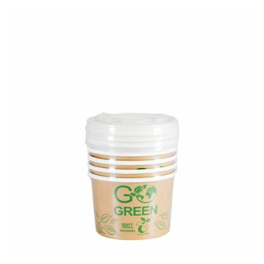 Compostable food containers with lids Go Green 230ml 5pcs|0,06kg