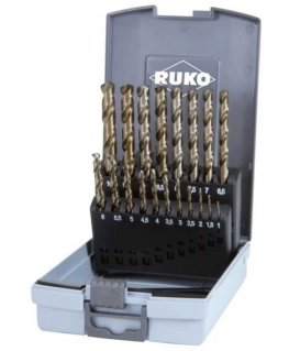 Drilled 19-piece metal drill set RUKO HSS-G Co5