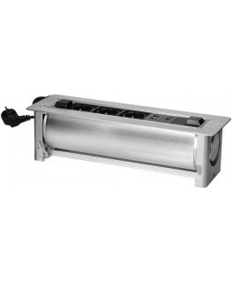 Orno Furniture socket recessed into the tabletop with a flat, milled edge and electrical opening, 3x2P + Z, 2xNET, 1xHDMI