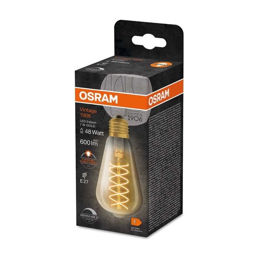 Osram 7W LED bulb VINTAGE 1906, E27, golden sp., 2200K, dimmable – 3