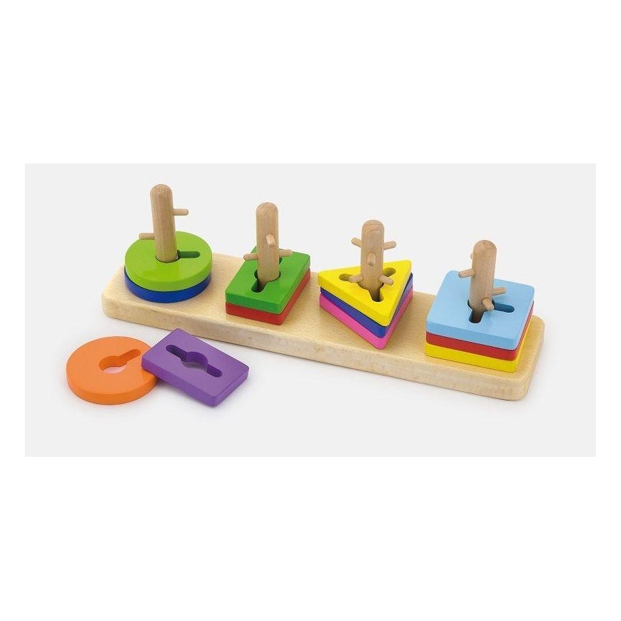 Medinės kaladėlės su formų rūšiuotoju ,,Viga Toys"