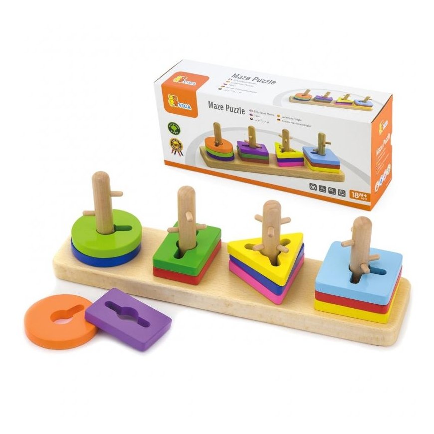 Wooden blocks with shape sorter "Viga Toys" – 2
