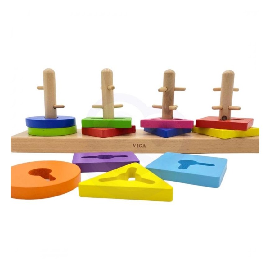 Wooden blocks with shape sorter "Viga Toys" – 3