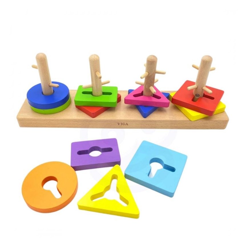 Wooden blocks with shape sorter "Viga Toys" – 4