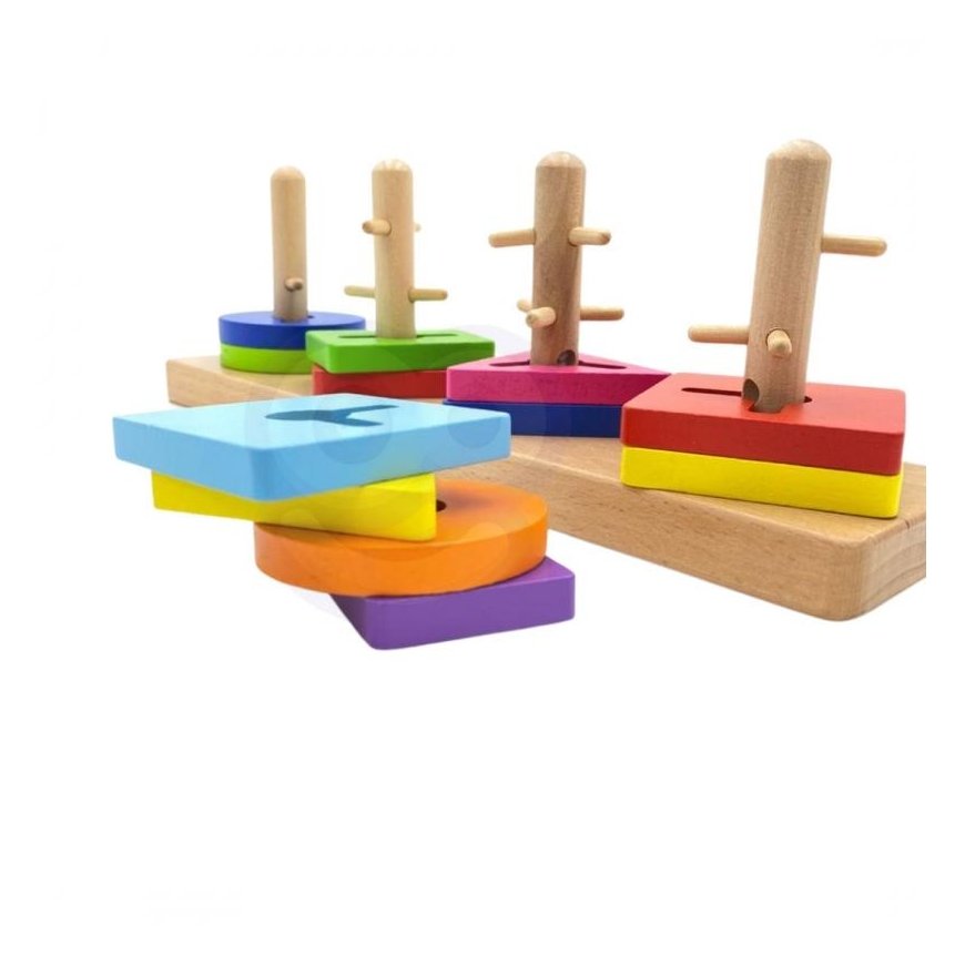 Medinės kaladėlės su formų rūšiuotoju ,,Viga Toys" – 5