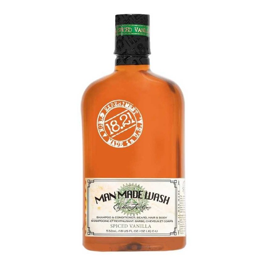 18.21 Man Made Wash Spiced Vanilla daugiafunkcė priemonė vyrams 3in1: šampūnas, kondicionierius ir kūno prausiklis viename, 530 – 4