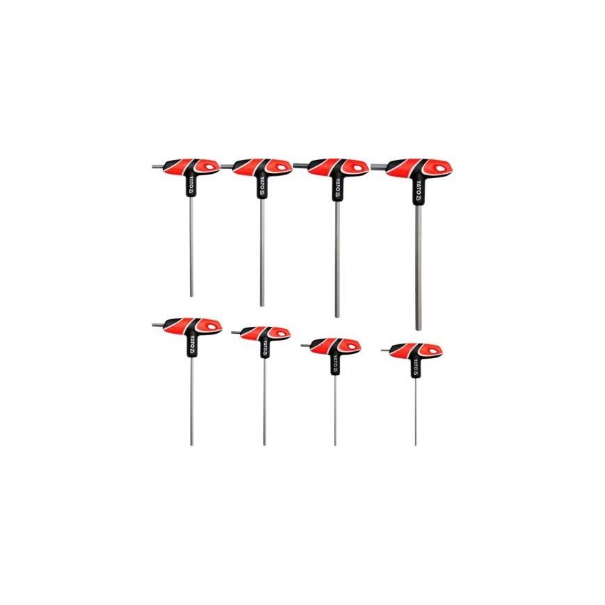 Yato YT-05583 šešiakampis raktas Šešiabriaunių raktų su T formos rankena rinkinys Metrinė 8 vnt