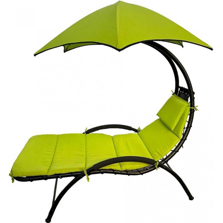 Saska Garden LEŻAK FOTEL Z PARASOLEM BERGAMO 200x125x180CM LIMONKA
