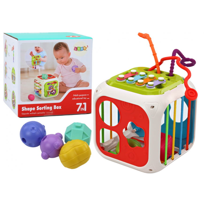 Lean Toys Educational Cube For Babies Sorter 7in1