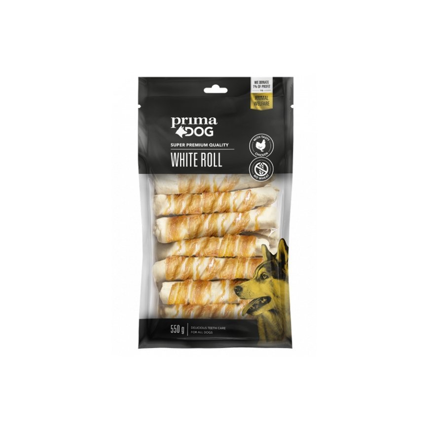 PrimaDog White Roll Dzīties pakaļ/suns Košļājamā barība Cālis 550 g