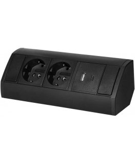 Orno Socket in furniture 2x2P+Z (Schuko), 2xUSB (typ A+C 2.4A), black