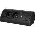 Orno Socket in furniture 2x2P+Z (Schuko), 2xUSB (typ A+C 2.4A), black Orno Socket in furniture 2x2P+Z (Schuko), 2xUSB (typ A+C 2.4A), black