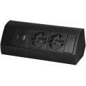 Orno Socket in furniture 2x2P+Z (Schuko), 2xUSB (typ A+C 2.4A), black Orno Socket in furniture 2x2P+Z (Schuko), 2xUSB (typ A+C 2.4A), black